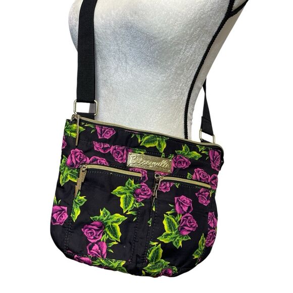 Betsey Johnson Handbags - Betseyville Betsey Johnson Floral Crossbody Bag with Purple Roses